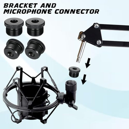 4 Pcs Mic Stand Adapter 1/4 to 5/8 mic Adapter Microphone Stand Adapters Thread Tripod Screw Adapters Knurled Thread for Microphone Stands Mount to Camera Tripod
