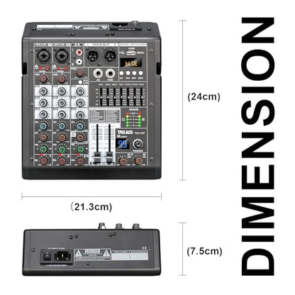 4 Channel Audio Mixer for Home Audio, Sound Mixer Board with USB Interface, 99 DSP Effects, 48V Phantom Power, XLR Inputs for Karaoke, Recording