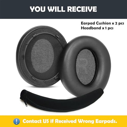 Earpads and Headband Replacement Compatible with Anker Soundcore Space Q45 Bluetooth Wireless Over-Ear Headphone Ear Pads with Softer Protein Leather/Memory Foam