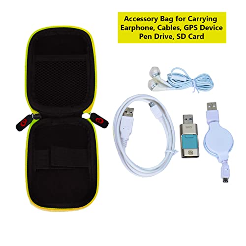 Vangoddy Hard Shell EVA Carrying Case with Carabiner and Dual Zipper for Hearing Aids, In-Ear Monitors, Small Medical Devices, Earbuds and Accessories - Lemon Yellow - color: Lemon Yellow