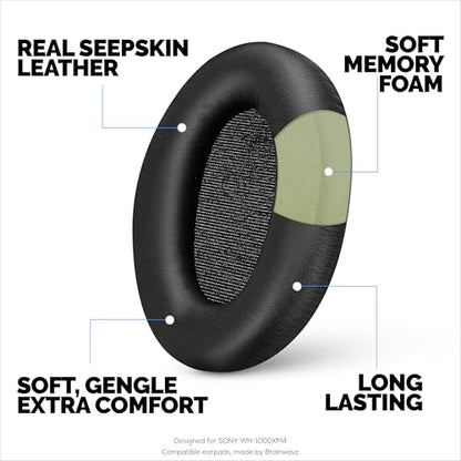 Sheepskin Earpads for Sony WH-1000XM4 Headphones, Soft Real Leather, Memory Foam Extra Comfort, Durable & Long Lasting Ear Cushions by Brainwavz - color: XM4 Sheepskin Leather