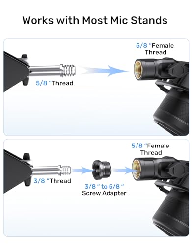 [2026 Upgrade] Custom Blue Yeti Shock Mount with Pop Filter | Elastic Suspension Design Reduces Vibration Noise, Shock Mount 100% Fits Blue Yeti, with 3/8" to 5/8" Screw Adapter - size: Blue Yeti Shock Mount