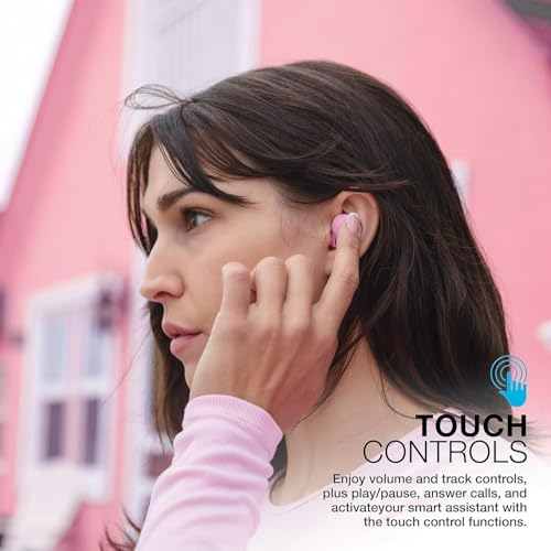 JLab Go Air Pop+ True Wireless Bluetooth Earbuds in Pink Plus Cloud Foam Mnemonic Earbud Tips