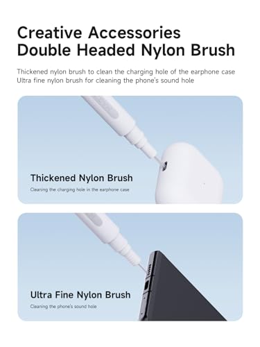 Hagibis Cleaning Pen for Airpods Pro 1 2 3 Multi-Function Cleaner Kits Soft Brush for Bluetooth Earphones Case Cleaning Tools for iPhone 16 15 Pro Max LEGO Camera Lens (White) - color: White