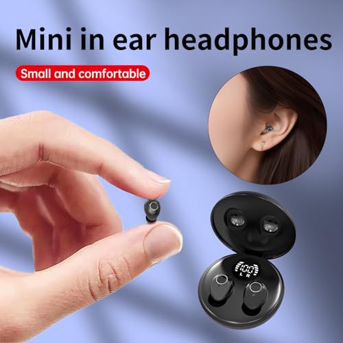 Mini Invisible Earbuds for Work and Sleep - Best Small Earbuds for Small Ear Canals - color: Black