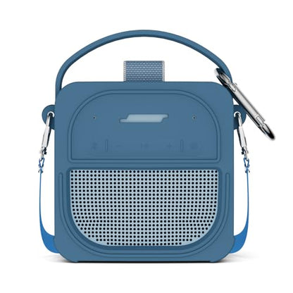 for Bose SoundLink Micro Speaker (2nd Gen) Case with Lanyard&Carabiner,Anti-Scratch Portable Silicone Protective Cover Compatible with Bose SoundLink Micro Portable Bluetooth Speaker (2nd Gen) (Blue) - color: Blue