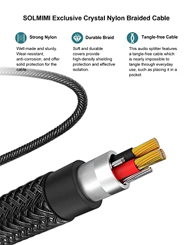Headphone Splitter (4 Feet) 3.5mm TRRS Male to Two TRRS Female Adapter Compatible with 2 Audio and Microphone Headsets to PC, Laptop, Android, Windows, Smartphones - size: 4 Feet