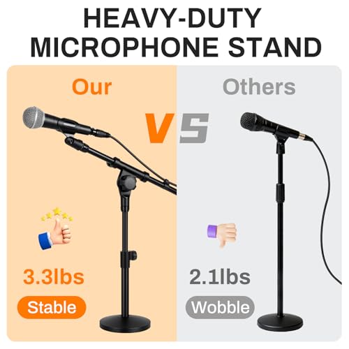 AODSK Desktop Mic Stand,Height Adjustable,Compatible with Most Microphones | Effortless Height Adjustment (8–16 Inches),Universal Clip Fits All Standard Mics,Perfect for Home Studios and Live Streams