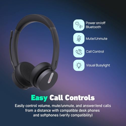 Yealink HA64 Pro Duo Wireless Headset, DECT & Bluetooth, Noise Cancelling | Up to 600 ft DECT range and 32H Bluetooth talk time keep you connected all day, in office or out - style: Dual Speaker