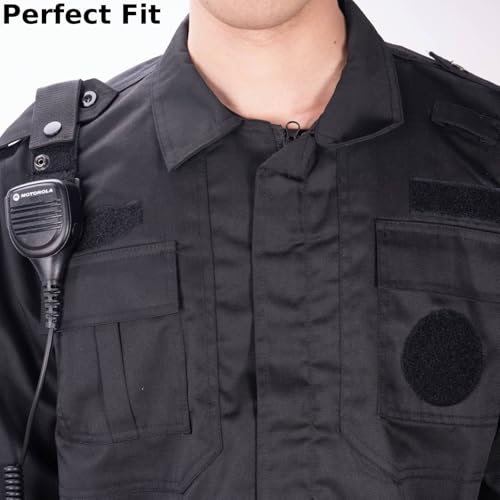 Radio Mic Holder Snap Slot, Epaulet Shoulder Mic Clips for Law Enforcement | Traditional Black Epaulet Microphone Carrier for First Responder Uniforms, Tactical Mic Clip