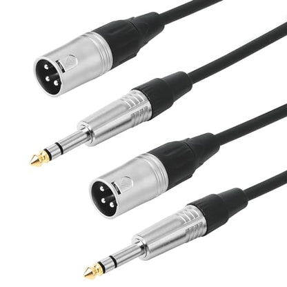 3pin XLR Male to 1/4 6.35mm TRS Jcak Cable, Balanced Mic Cord, 3ft-2Pack | Double-Shielded OFC, Gold-Plated Connectors, Low Noise,Tight Fit, For Mixer, Amp, Speaker, Microphone - size: 3 FT - 2 Pack, style: XLR Male