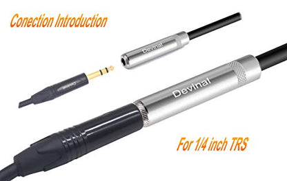 1/4" Female to Dual XLR Y Cable - 6.35mm TRS to 2 XLR Microphone Converter - 1FT Audio Breakout Cord - color: XLR Female