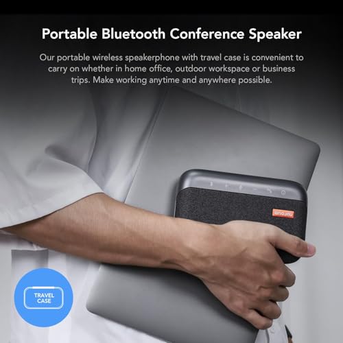 NUROUM A05B(2nd Gen) Bluetooth Conference Speaker and Microphone, Portable Wireless Speakerphone with Noise Canceling Mic, 16ft Voice Picked Up Computer Speakers for Desktop PC/Laptop/Business Trips