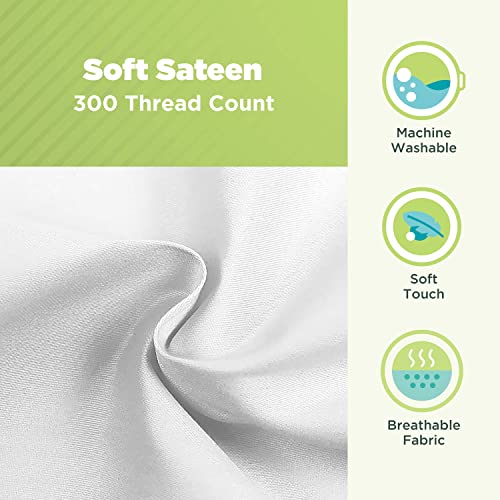 Bean Products White Cotton Neck Roll Pillowcase for 6" Dia x16 | Washable Neck Roll Pillowcase, 300 Thread Count, Zipper Free, With Duvet Flap That Keeps The Pillow In - Made in USA - color: White (Sateen Weave), size: 6" x 16"