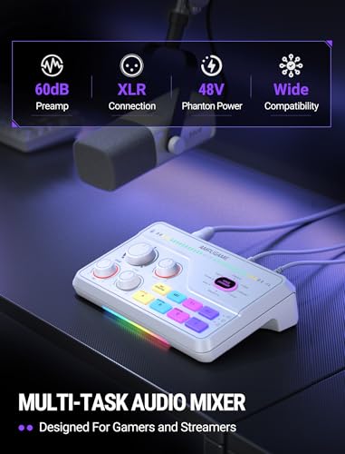 FIFINE SC8W Gaming Audio Mixer for Streaming with 7.1ch Surround sound