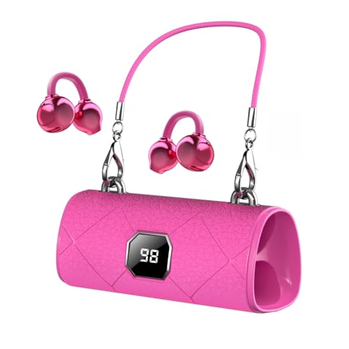 Carrying Case Battery Compartment Smart Wireless Earbuds, Bluetooth 6.0 Open Ear Clip Headset Built-in Mic, Over-Ear Hook Design, Compatible with iOS and Android (Red) - color: Red