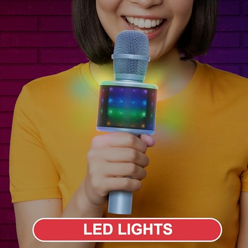 Wireless Bluetooth Karaoke Microphone with Built-in Speakers + HD Recording, Portable Handheld Mic | Blue