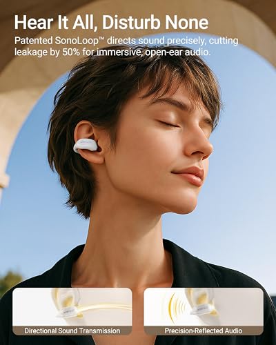 ACEFAST AceClip Pro Open-Ear Earbuds, Wireless Clip-On Earbuds with 3× Larger Drivers, Outdoor Boost Mode, AI Noise Cancelling Calls, 28H Playtime, IP55 Waterproof, App & Click Control, Lightweight - color: White