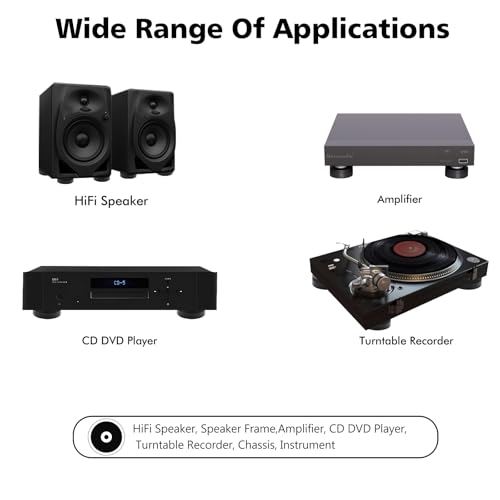 Preffair SP5020B 4Pcs HiFi Turntable Isolation Feet Speaker Foot Pads Amplifier Chassis Aluminum Isolation Feet Non-Slip Stand Feet Shock Absorber for DAC HiFi Amplifier (Stainless Steel Beads) - color: Stainless Steel Beads