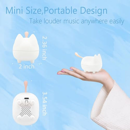 gingo Cute Cat Bluetooth Speaker (White*2) | Cat-shaped silicone tail, 40H playtime, TWS pairing, hands-free mic, BT5.3, 70g light, perfect home/office/outdoor/gift - color: White*2