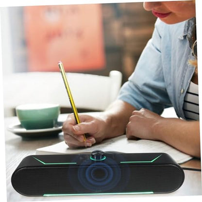 TEHAUX Sound Bar Speaker for Desktop Wired Gaming Soundbar RGB Lighting USB Powered Stereo Sound System Tablets