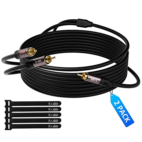 RCA Y-Adapter Splitter Cable (2 Pack-4FT+4FT), 1 RCA Male to 2 RCA Male Stereo Audio Subwoofer Cable, Bi-Directional, for Home Theater, Hi-Fi System, Amplifier, Speaker, 24K Gold Plated, OD:5.0MM - size: 4 Feet (2 Pack)