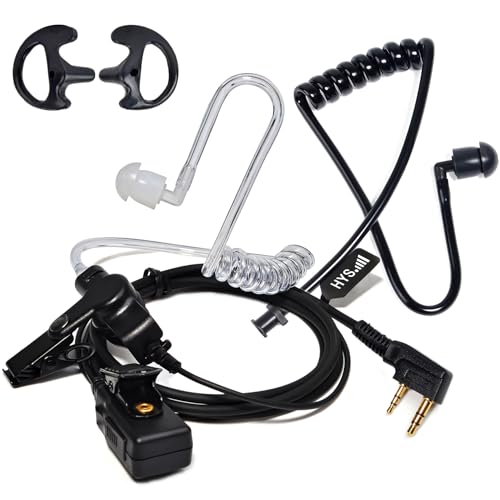 HYS Law Enforcement Ear piece for Radio with Mic, Surveillance Covert Acoustic Tube Headset with Mic for 2 Pin Kenwood Baofeng Two Way Radio