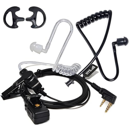 HYS Law Enforcement Ear piece for Radio with Mic, Surveillance Covert Acoustic Tube Headset with Mic for 2 Pin Kenwood Baofeng Two Way Radio