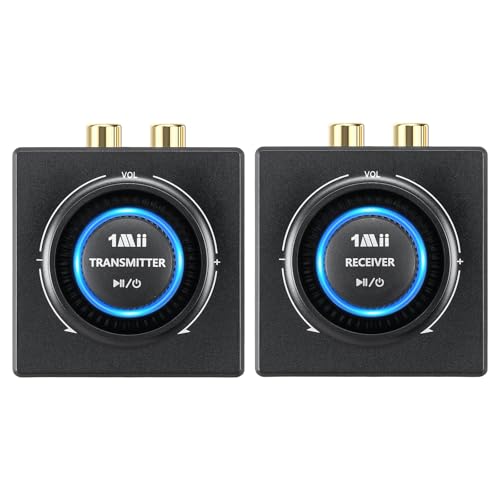 1Mii Wireless Audio Transmitter Receiver Set (1 TX + 1 RX) for TV | Wireless Audio Adapter with RCA/AUX out, 25ms Low Latency 262ft Long Range, for TV/Soundbar/Powered Speakers/Amplifier