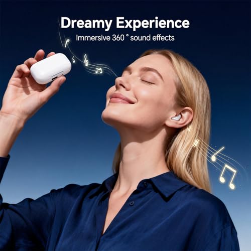 Xmenha Flat Invisible Sleep Wireless Earphone IPX5 Waterproof Thin Invisible Sleep Earbuds for Side Sleepers Sleep Ear Buds Smallest Tiny Small Mini Discreet Earbud for Sleeping Invisible Headphones - color: Black