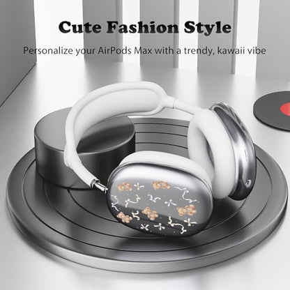 for AirPods Max Headphones Bear Bow Ear Covers for AirPods Max 2 | Cute Clear Ear Cups Cover | White Silicone Ear Pad Case Headband Cover for Apple AirPods Max 2/1 (2026/2024/2020) - color: Bear Bow A/White