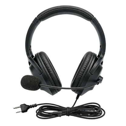 Walkie Talkie Earmuffs Hunting Headphone Tactical Boom Microphone Ptt Mic Earpiece Noise Canceling Over Ear Headset Headband Binaural Ear Muffs for Midland 2 Pin GXT LXT GMRS X-tra Two Way Radio