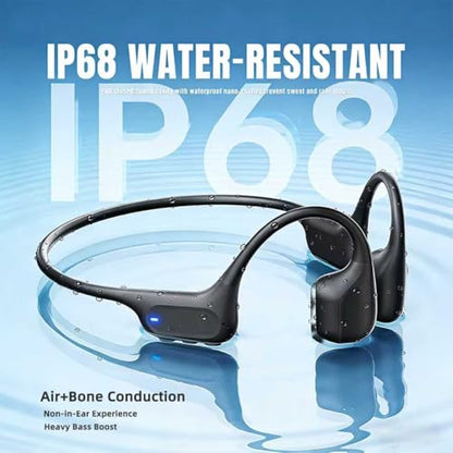 Bone Conduction Headphones, Open Ear Sports Headphones with MP3 Player | Hybrid Air & Bone Conduction Audio, IP68 waterproof, 32GB Bluetooth 6.0, 25g lightweight design for running cycling workouts