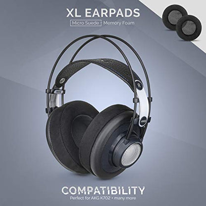 BRAINWAVZ XL Micro Suede Memory Foam Earpads for AKG 701 & Many Other Large Over The Ear Headphones - Sennheiser, JBL, Bayerdynamic, HifiMan, ATH, Philips, Fostex, Sony Ear Pads - color: Micro Suede