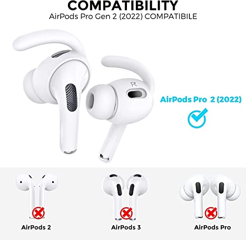 Ear Hooks Anti-Slip Ear Covers Attachment for Airpods Pro 2, 2nd Generation (2022) - 3 Pairs (White)