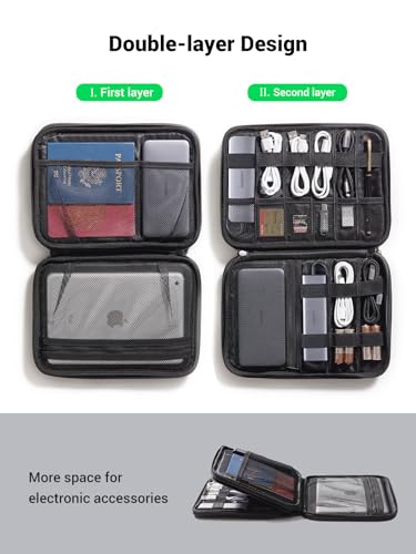 UGREEN Electronic Organizer Travel Cable Organizer Storage Bag for Data Cables, USB C Charger, SD Card, Hard Drive, Charging Cord, Mouse, Power Bank, Phone, Power Adapter Plug Electronics Accessories