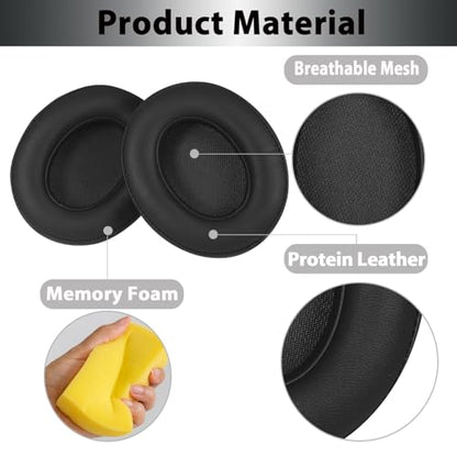 Studio3 Replacement Earpads Ear Pads Soft Protein Leather Cushion Cups Cover Compatible with Beats Studio 2 Studio 3 B0500 B0501 Wired Wireless Over-Ear Headphones (Black) | Soft Protein Leather & Memory Foam Earpad Replacement, Ear Cushions Fit Studio3 &