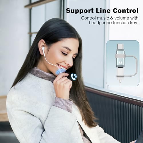 TiMOVO Lighting to USB C Audio Headphone Adapter with Line Control, Grey | Lighting to USB C Earphone Adaptor for iPhone 17/16/15 Series, iPad Air/Pro/Mini, Not for Charging and Data Transfer - color: Gray