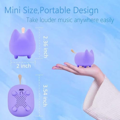 gingo Cute Cat Bluetooth Speaker (Purple*2) | Cat-shaped silicone tail, 40H playtime, TWS pairing, hands-free mic, BT5.3, 70g light, perfect home/office/outdoor/gift - color: Purple*2