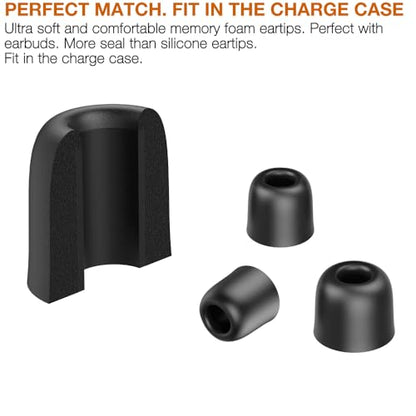Replacement Memory Foam Eartips for Axil XCOR PRO/GS Extreme 2.0 | Ultra Soft & Durable Earbuds Ear Tips,Accessories,3 Pairs,Black