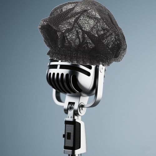 Ipetboom 200pcs Disposable Microphone Covers Windproof Non-woven Protective Sleeves with Elastic Band for Ktv Recording Studio News Interview Black Candy Pack