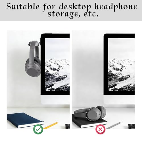 Clamp-On Monitor Headphone Stand, Adjustable Headset Hanger Rest Holder Hook Monitor Mount with Silicone Protection Desk Organizer for Home Office Gaming & Study Accessories