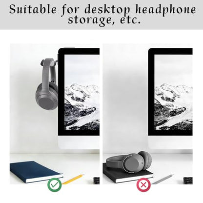 Clamp-On Monitor Headphone Stand, Adjustable Headset Hanger Rest Holder Hook Monitor Mount with Silicone Protection Desk Organizer for Home Office Gaming & Study Accessories