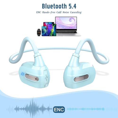 BANIGIPA Kids Headphones, Open Ear Headphones for Teens Child Boys Girls | Wireless Bluetooth 5.4 Headset w/ Built-in Mic for School/Tablet/Travel, 13g Ultra-Light, 85dB Protect Hearing, 10H Playtime - color: G03-Sky Blue