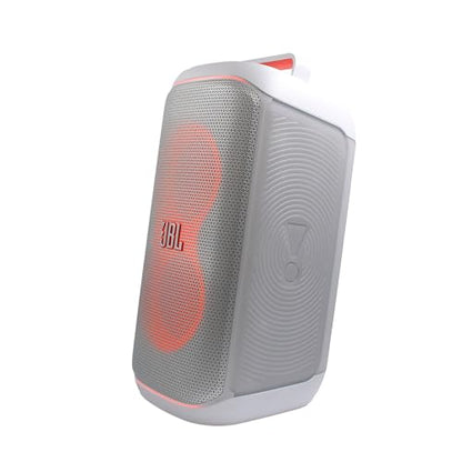 JBL PartyBox Club 120 White - 160W Portable Wireless Splash Proof Speaker + Partylight Beam + Wireless Two Microphone System with Receiver + AUX Cable + Microfiber Cloth - color: White, style: w/ Partylight & Mics