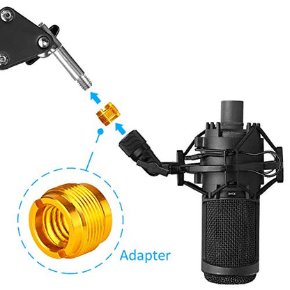 4 PCS Gold Colour Adapter for HyperX QuadCast Mic, Blue Yeti, Rode, Razer, Shure and Most USB Microphone, Shock Mount, Boom Arm Screw Thread Adapter 5/8" Male to 3/8" Female Screw Adapter by YOUSHARES