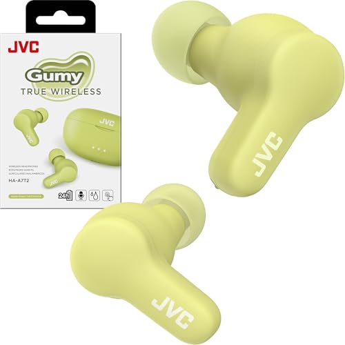 JVC Gumy True Wireless Earbuds, Bluetooth 5.3, Charging Case, 24-Hour Playback, IPX4 Water Resistant, Comfortable Secure Fit with XS/S/M/L Earpieces, Built-in Mic for Calls, iPhone/Android/PC - HAA7T2 - color: Green