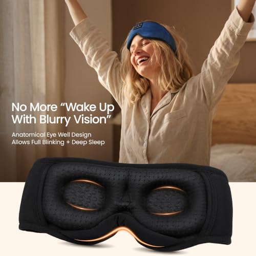 LC-dolida Sleeping Headphones Eye Mask, Sleep Mask with Bluetooth Headphones 3D Eye Mask Wireless Music Cotton Sleep Cover for Side Sleepers Nap Insomnia Air Travel Meditation Gifts for Unisex - color: Dark Blue