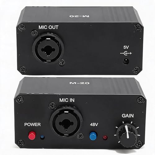 Mic Preamp, High Gain 48V Power XLR Output Mic Preamplifier, Microphone Preamp for Dynamic and Condenser Microphones Booster