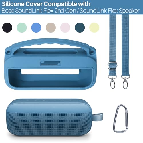 Lebakort 2nd Gen Silicone Cover Compatible with Bose SoundLink Flex 2nd Gen/Bose SoundLink Flex Portable Speaker (Blue Dusk Cover) - color: Blue Dusk Cover